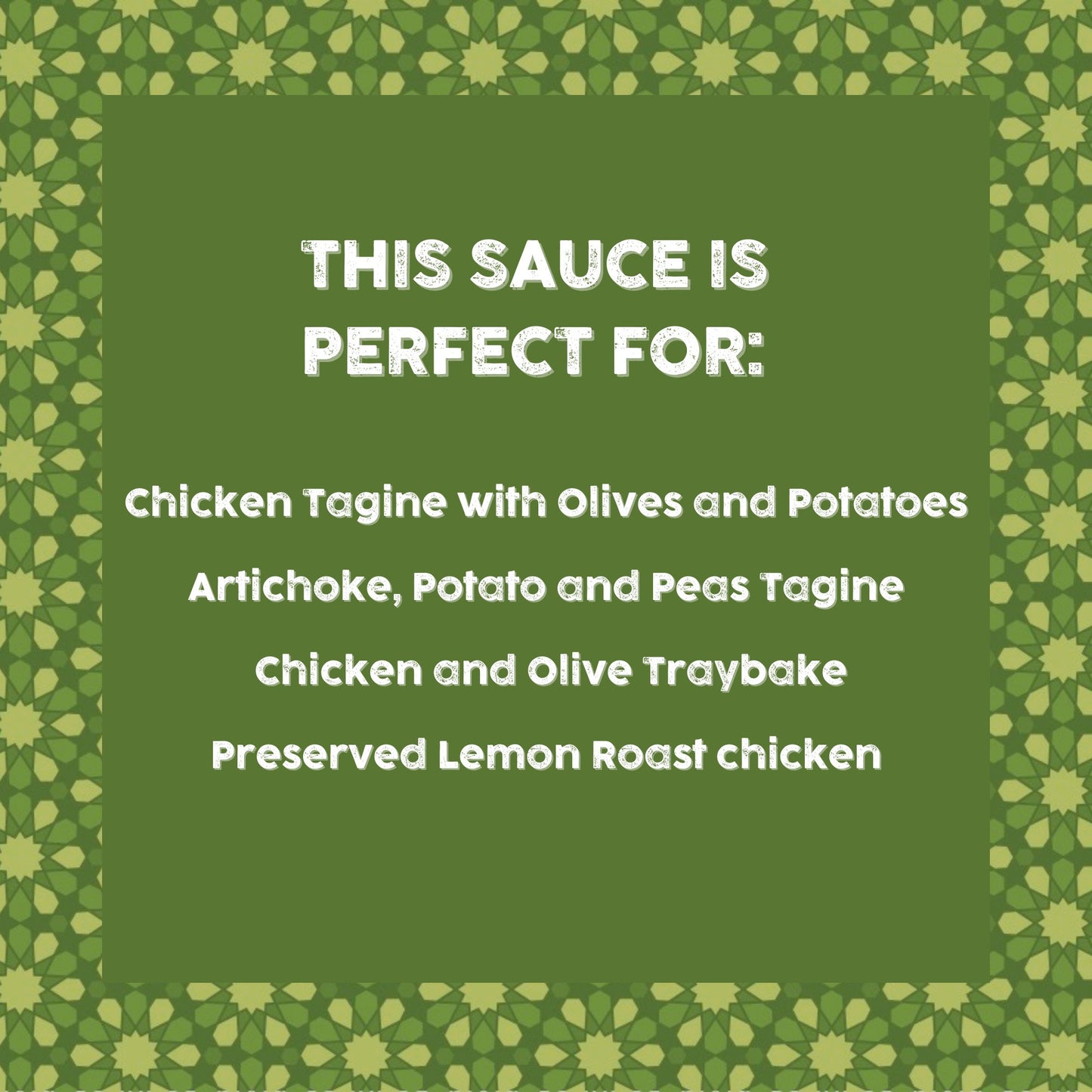 Infographic with recipe ideas on how to use Amboora Preserved Lemon Tagine Sauce