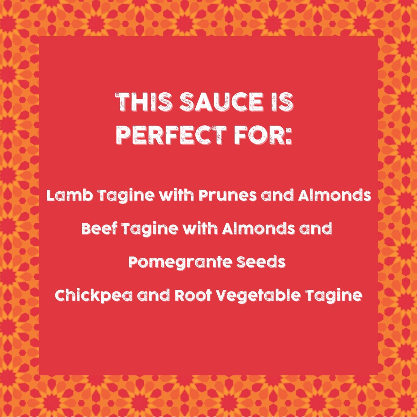 Infographic with recipe ideas on how to use Amboora Hearty Tagine Sauce