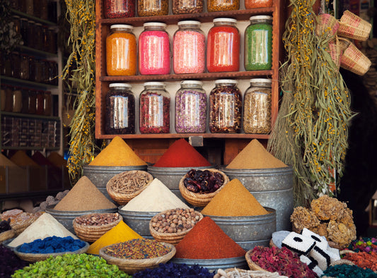 Moroccan spices in a souk