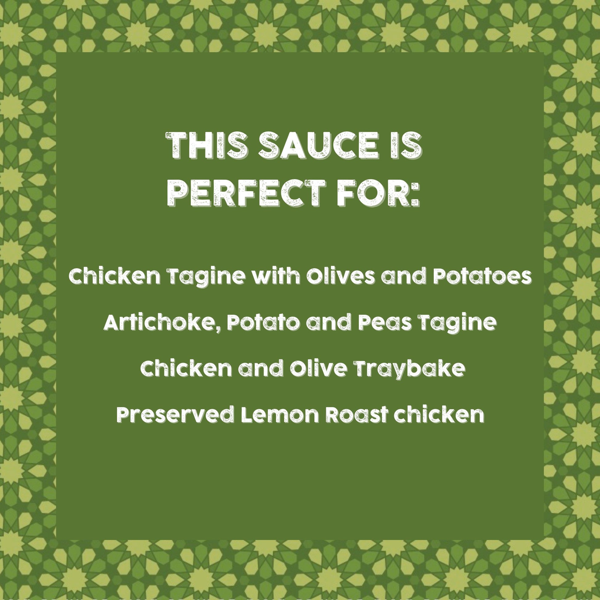 Infographic with recipe ideas on how to use Amboora Preserved Lemon Tagine Sauce