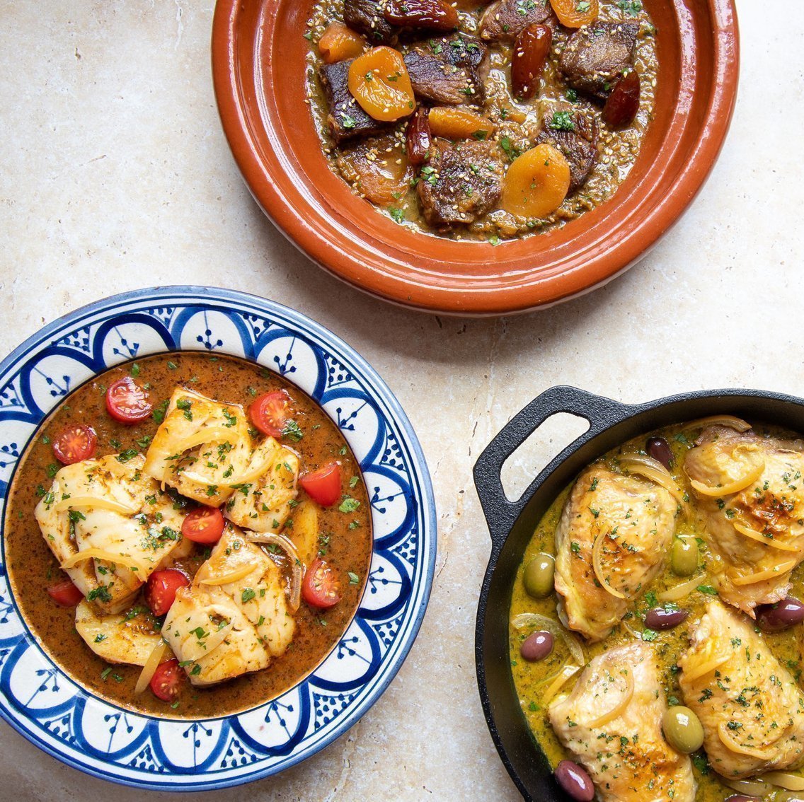 3 different Moroccan tagines 
